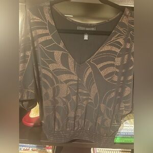 White House Black Market V-Neck Loose Sleeve Elastic Waist Blouse